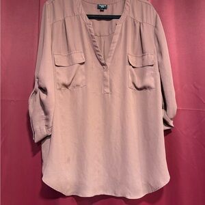 Torrid Mauve Blouse with Roll-Tab Sleeves